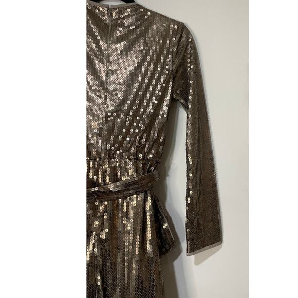 Mac Duggal Sequin Embellished Long Sleeve High Neck Mini Dress 10789 size 4 NWT - Picture 12 of 15